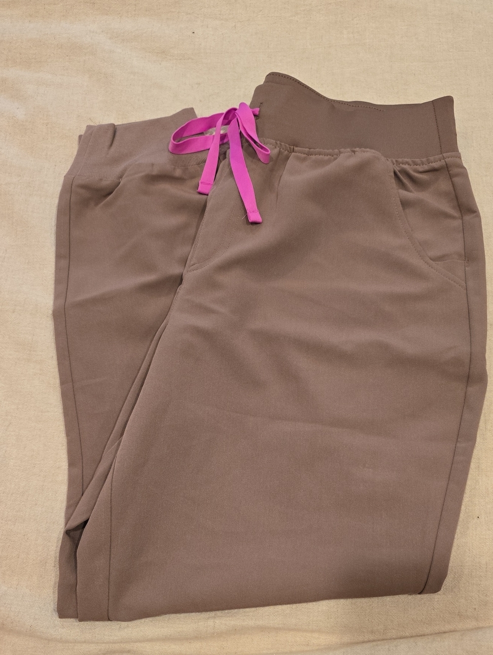 Zamora Jogger In Smokey Taupe W Pink Drawstring M/P
